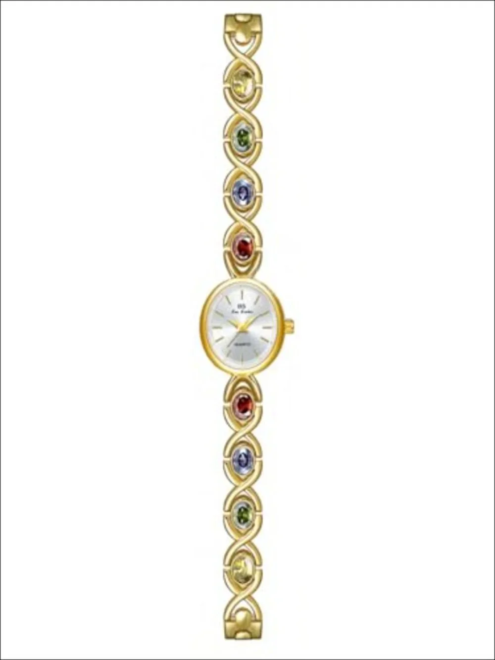 Gold Tone Bracelet Watch with Oval Jade Dial Quartz Movement Water Resistant 30m